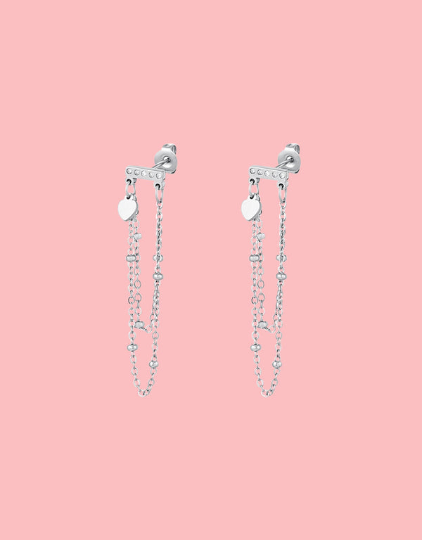 Double chain with zircon earrings