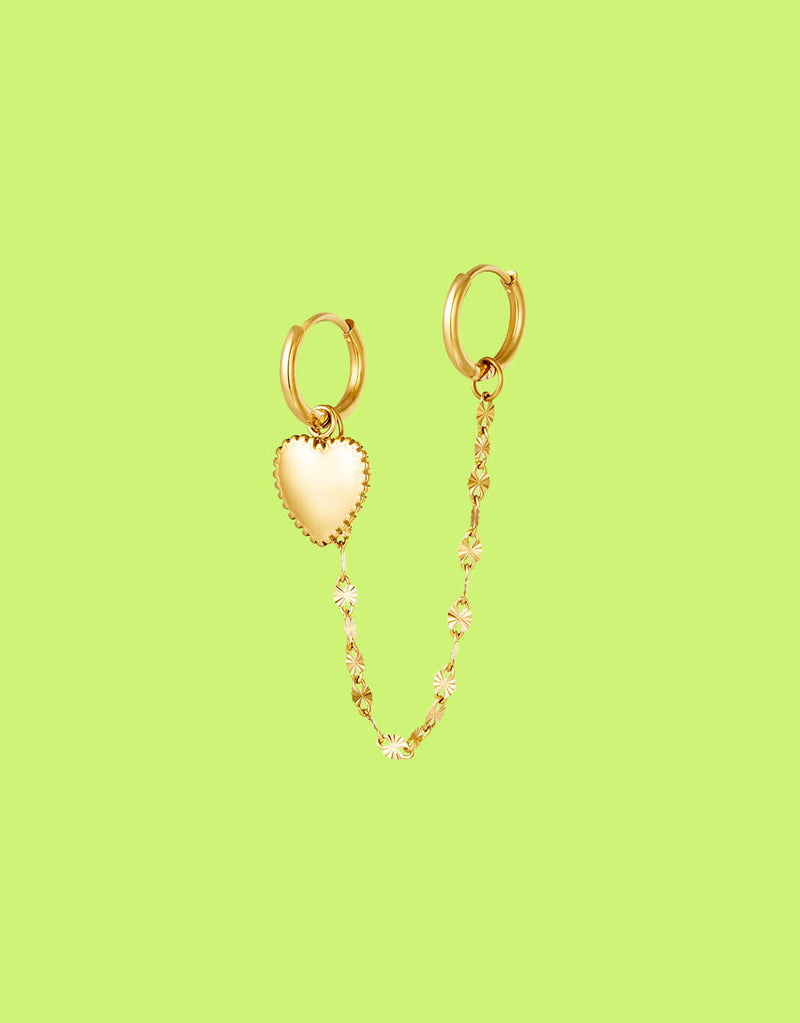 Double earrings chained heart