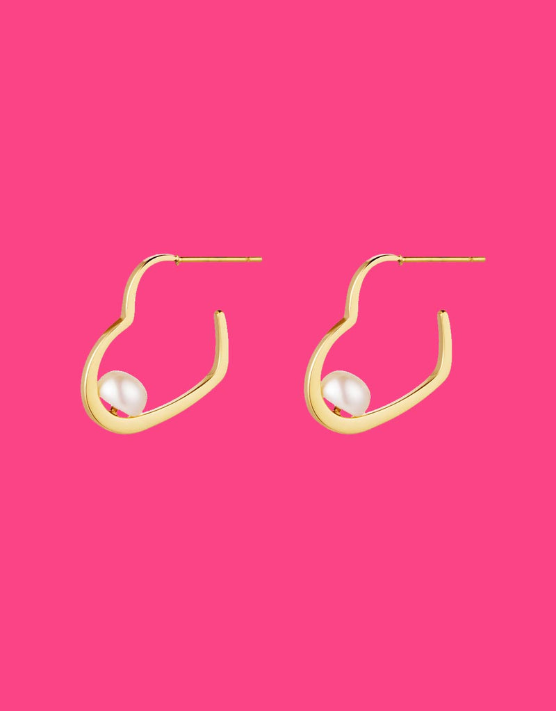 Earrings heart shape with pearl