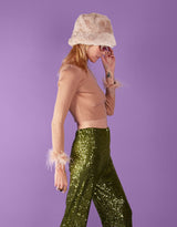 Feather trim sleeves top