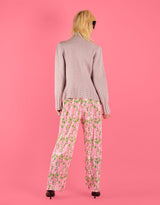 Floral plisse trousers