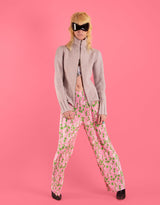 Floral plisse trousers