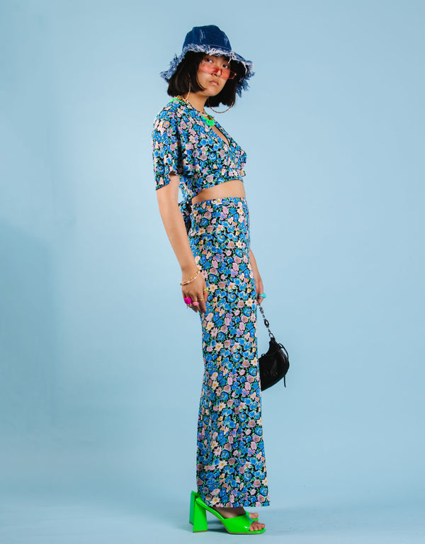 Floral wide trousers
