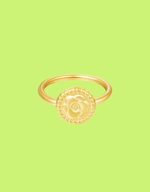 Flower coin ring