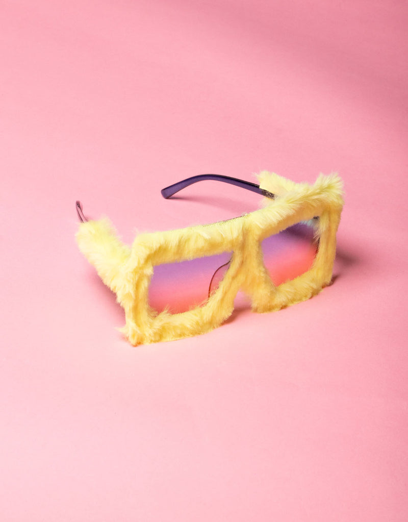Fluffy square sunglasses