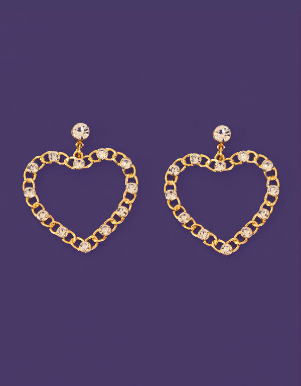 Heart chain and diamante earrings