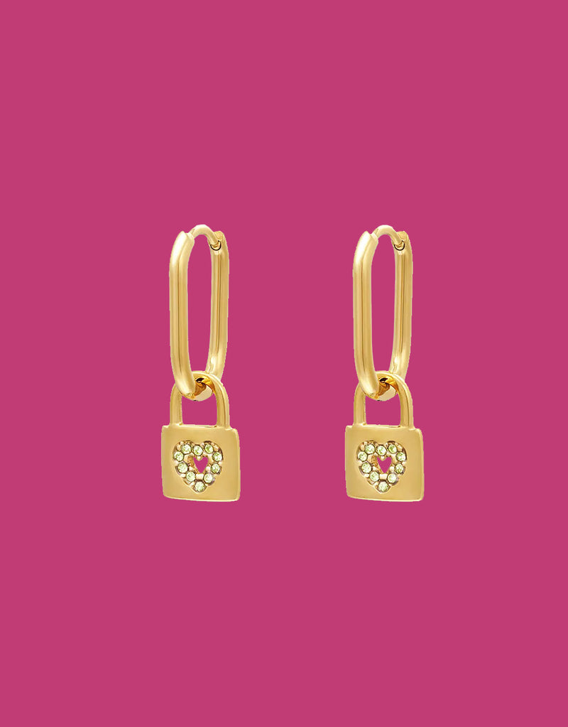 Heart lock earrings