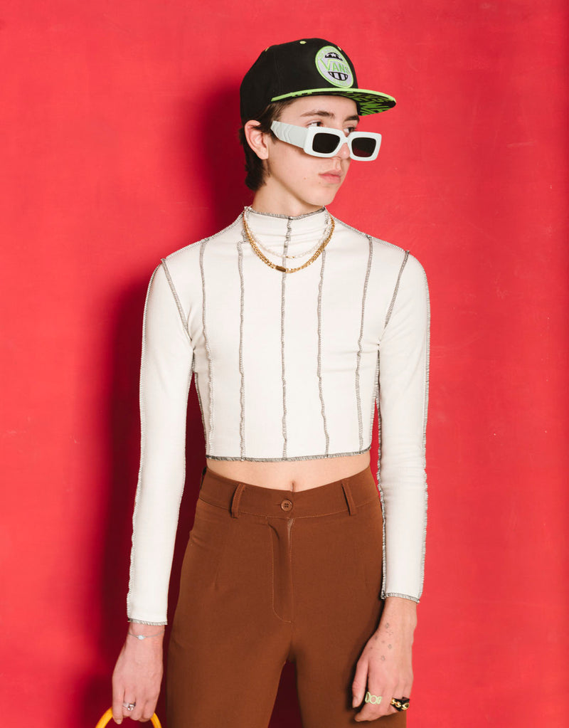 Inside out cropped longsleeve top