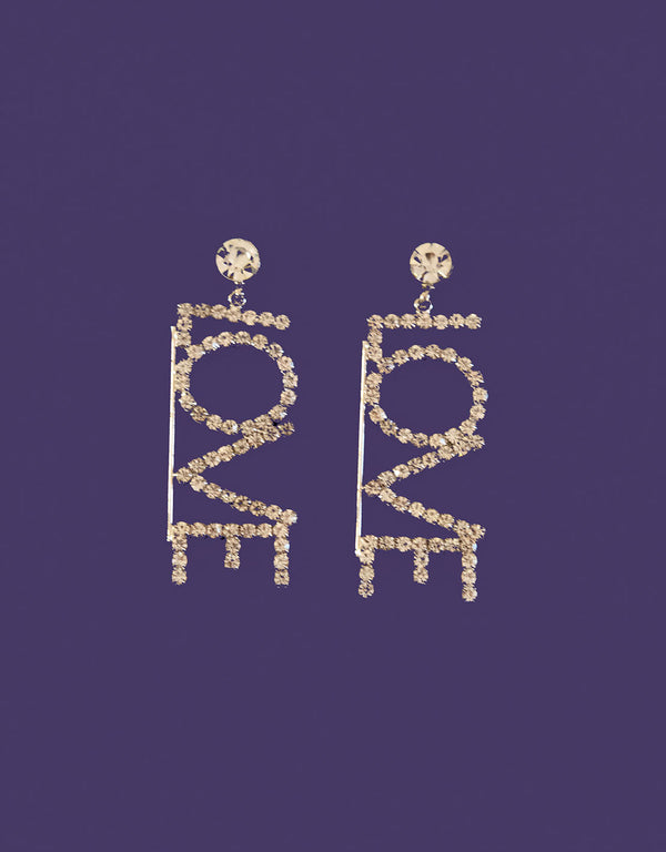 Love diamante earrings