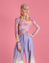 Marble print long sleeve top