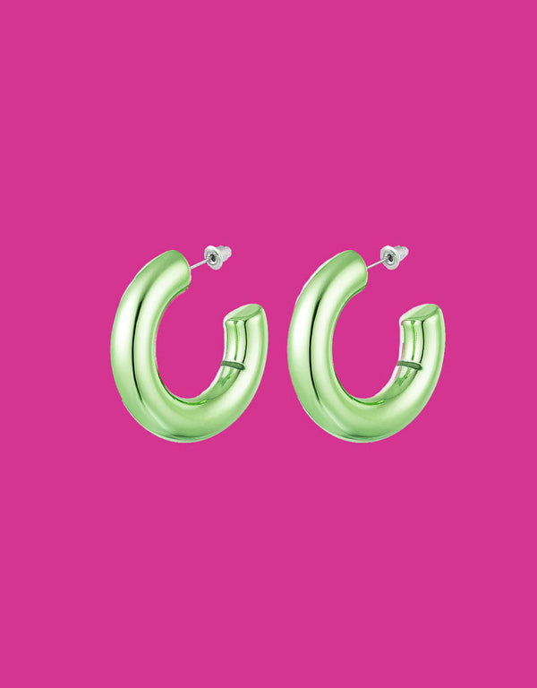 Metallic colored hoop earrings