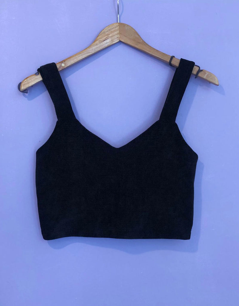 Ribbed v-neck crop top