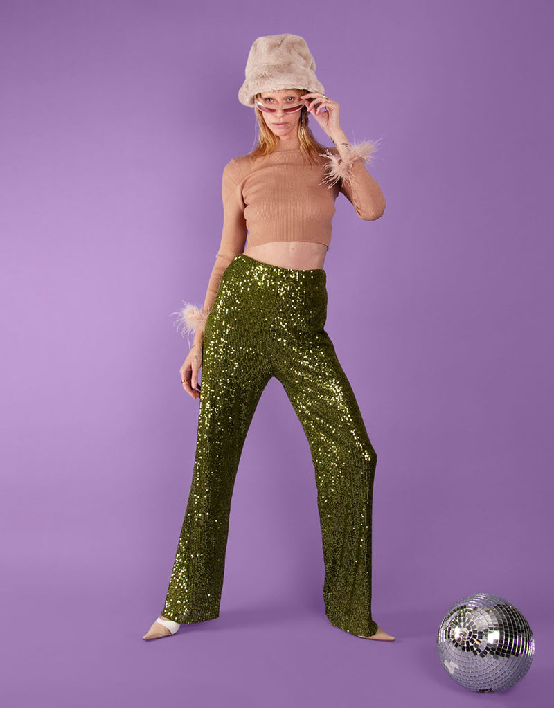 Sequin wide trousers I