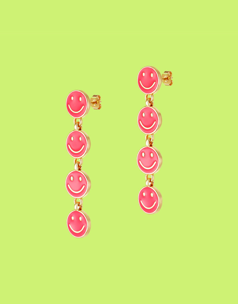 Smiley row stud earrings