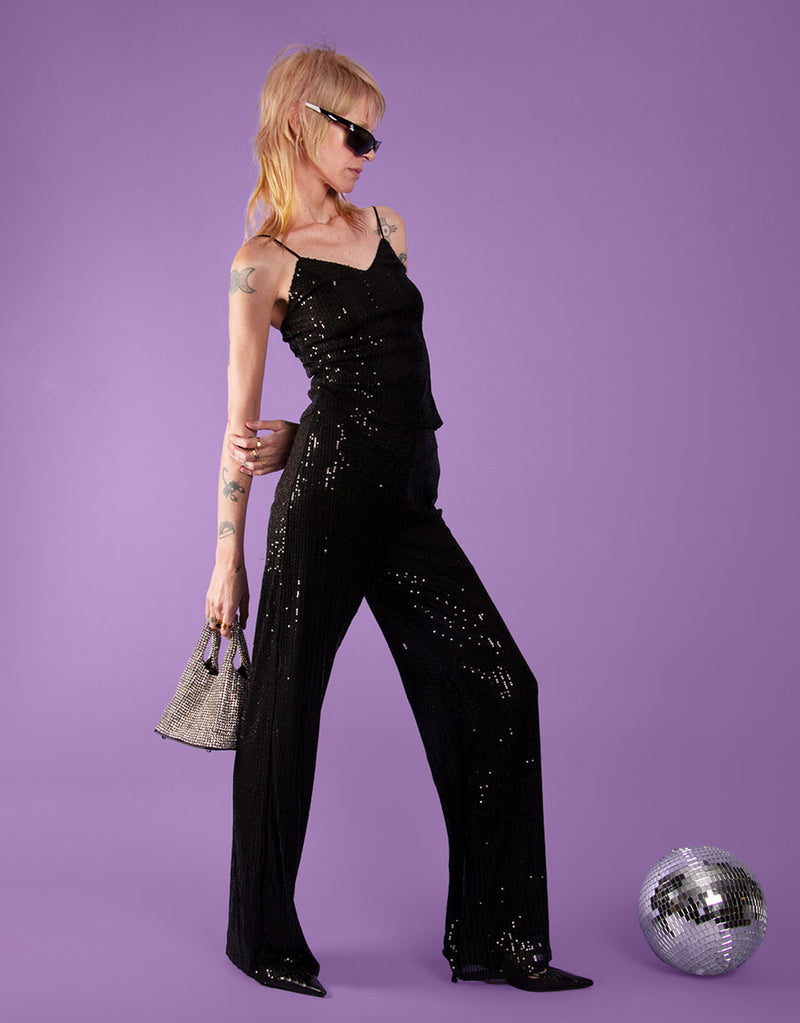 Sparkly straight leg trousers