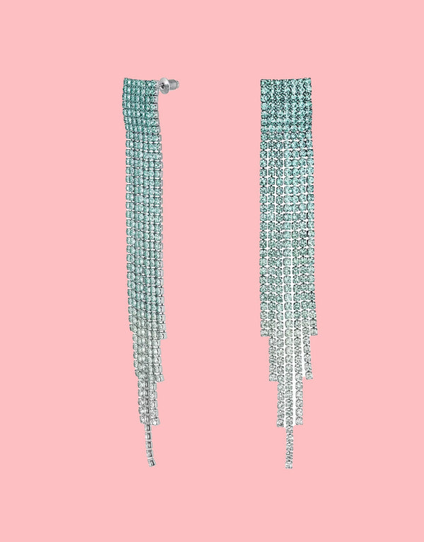 Square strass waterfall earrings