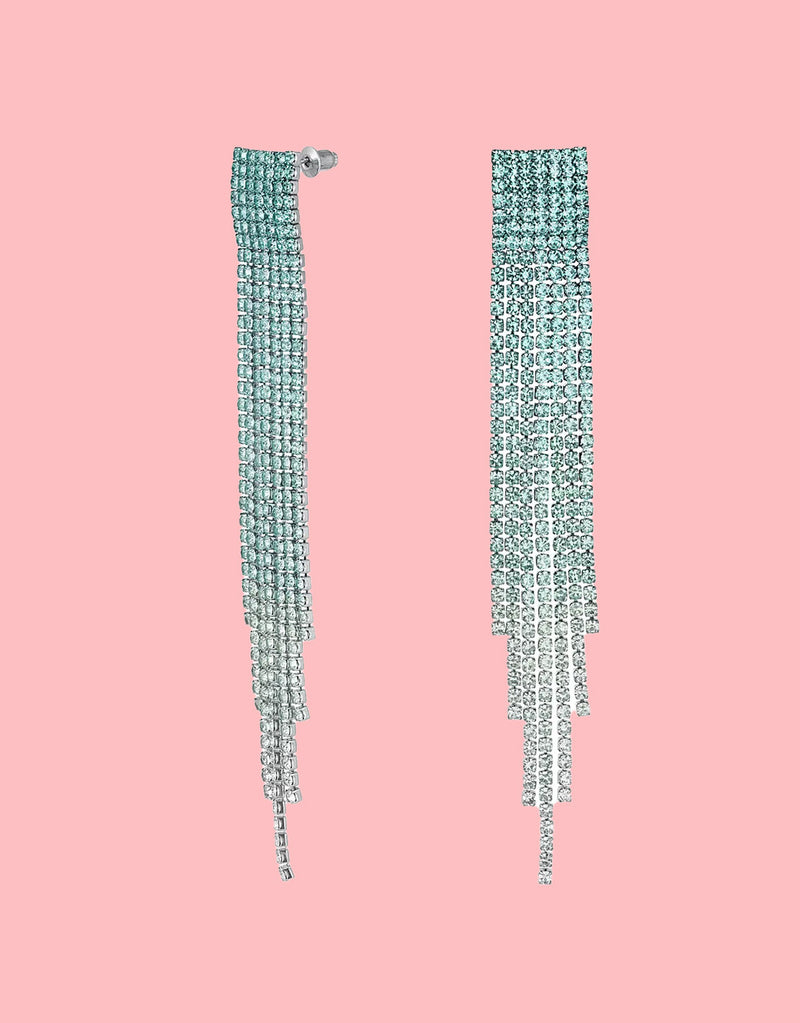 Square strass waterfall earrings