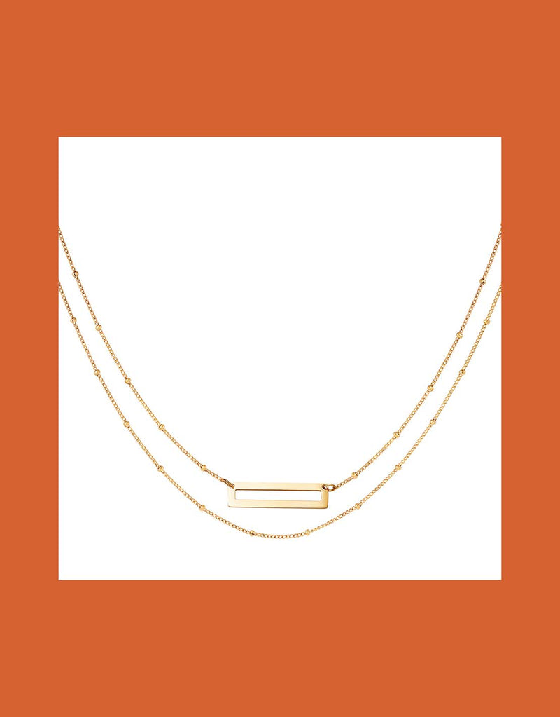 Stainless steel necklace Rectangle