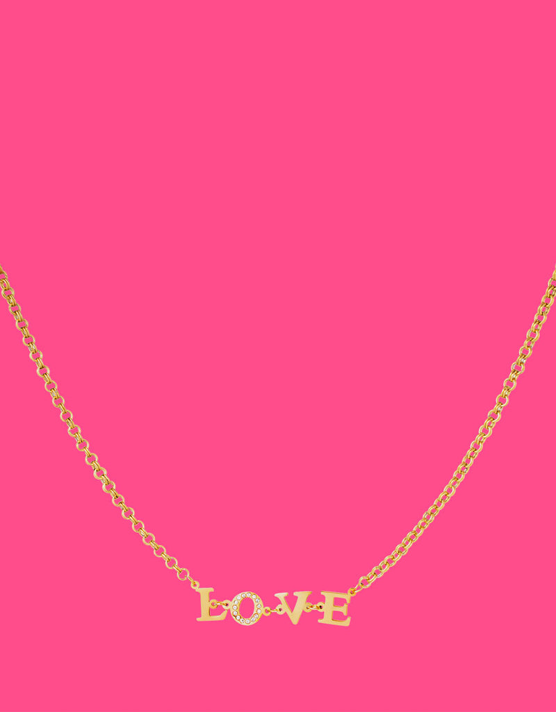 Stainless steel necklace text love little sparkly