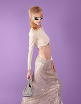 Strass fringe crop top