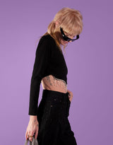 Strass fringe one shoulder crop top