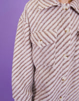 Striped long teddy coat