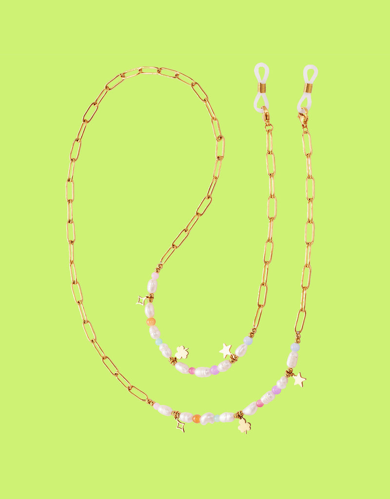 Sunglasses cord with pearls and beads