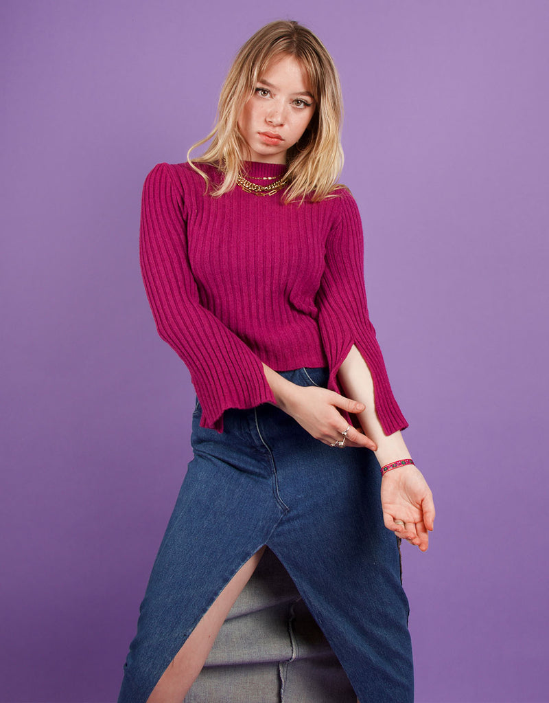 Sweater with split sleeves