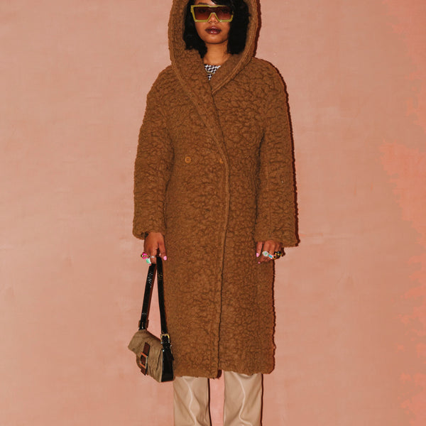 Camel teddy hoodie cheap