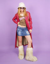 Textured vegan leather trenchcoat