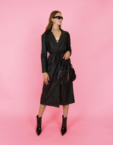 Textured vegan leather trenchcoat