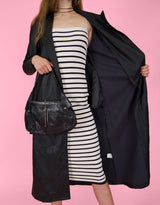 Textured vegan leather trenchcoat