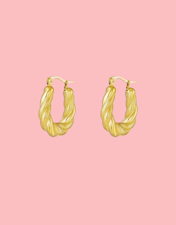Twisted oval pattern earrings