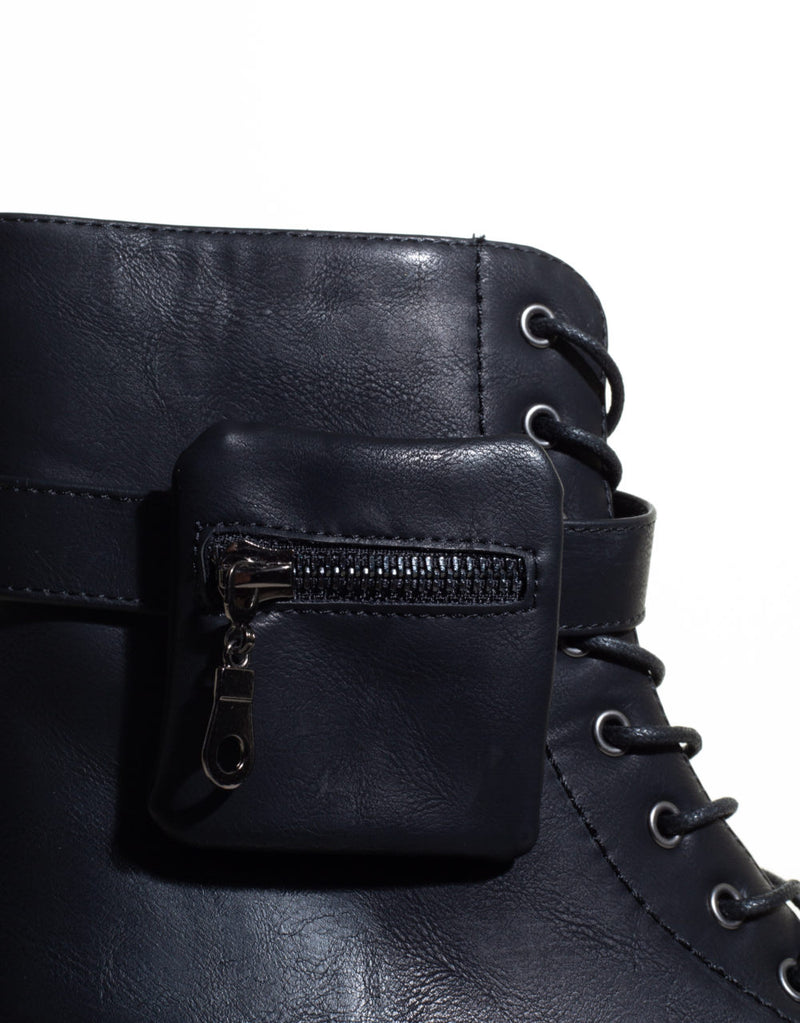 Vegan leather boots with pocket
