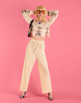 Velvet structured trousers