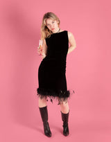 Vintage Luisa Spagnoli feather trim dress