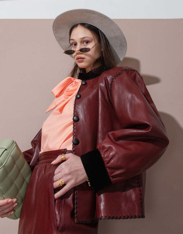 Vintage Yves Saint Laurent leather midi skirt