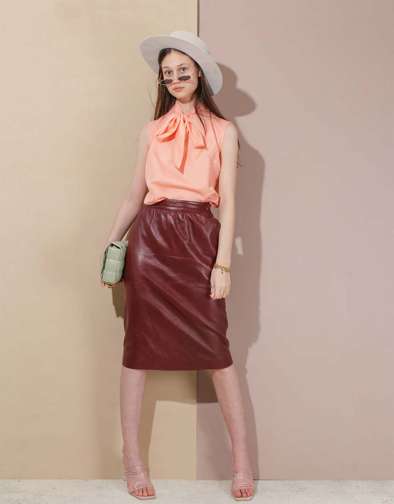 Vintage Yves Saint Laurent leather midi skirt