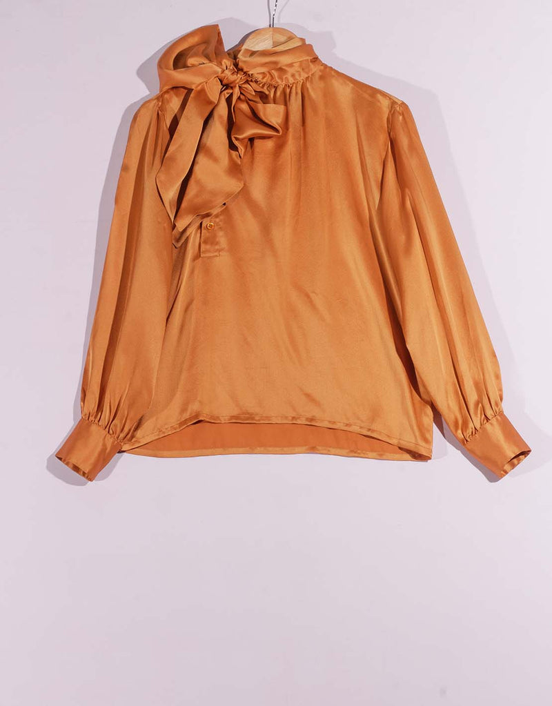 Vintage Yves Saint Laurent tie neck silk blouse