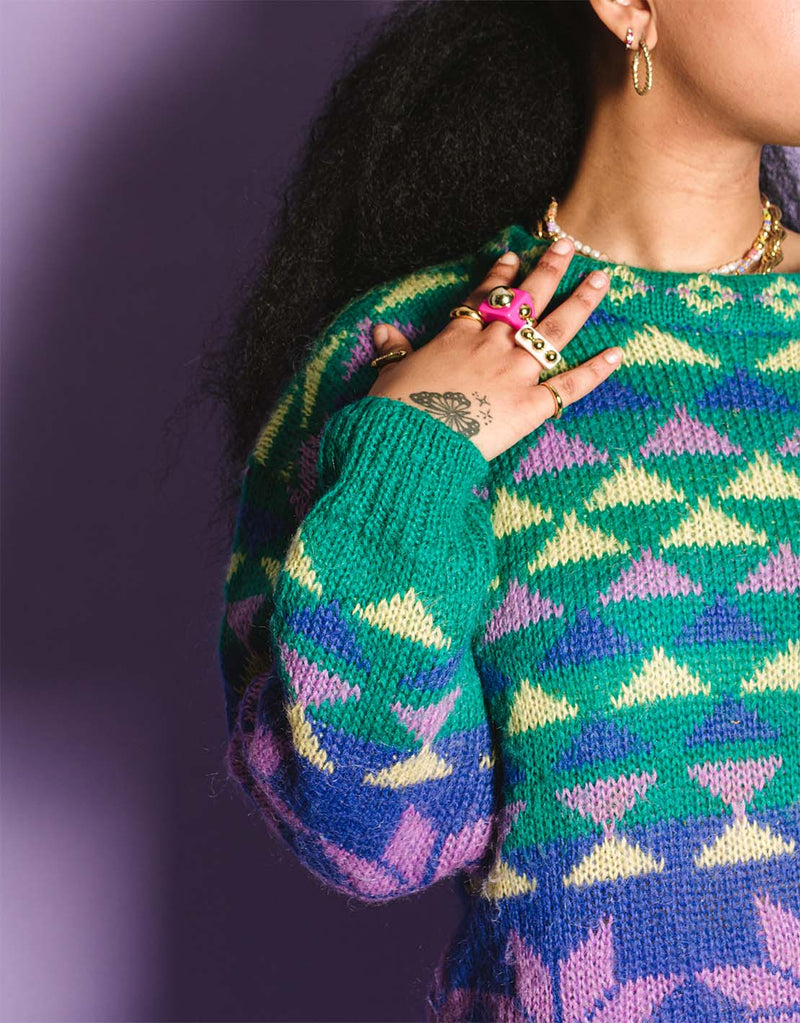 Vintage colorful geometric sweater