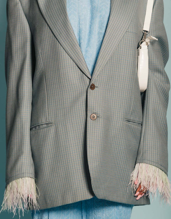Vintage customized blazer with feathers I