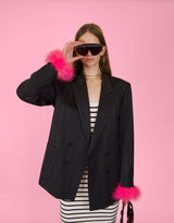 Vintage customized blazer with feathers XVI