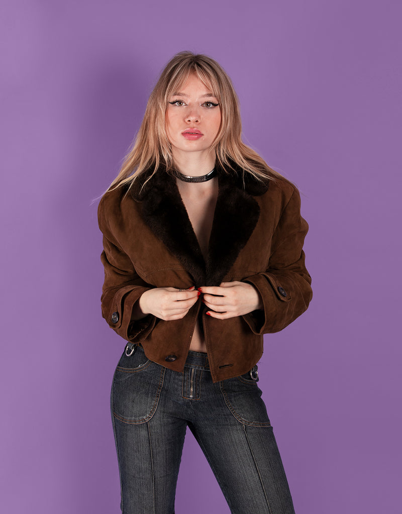 Vintage customized cropped shearling coat