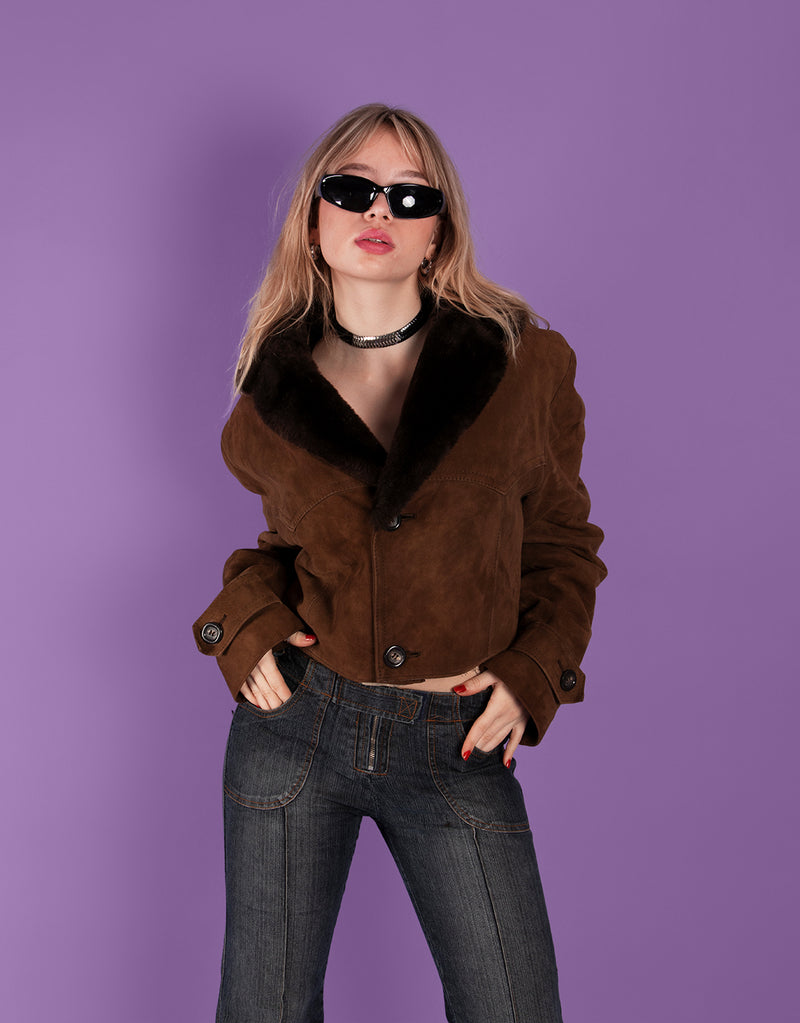 Vintage customized cropped shearling coat
