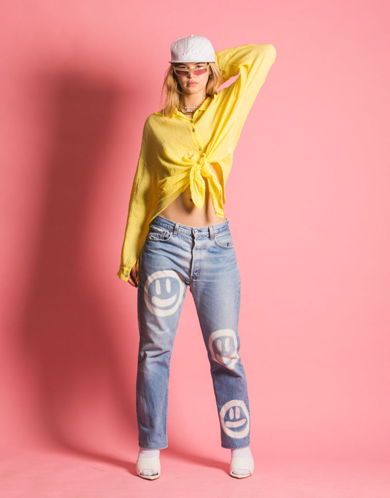 Vintage customized levi’s smiley jeans