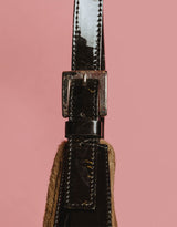 Vintage faux fur square clasp bag