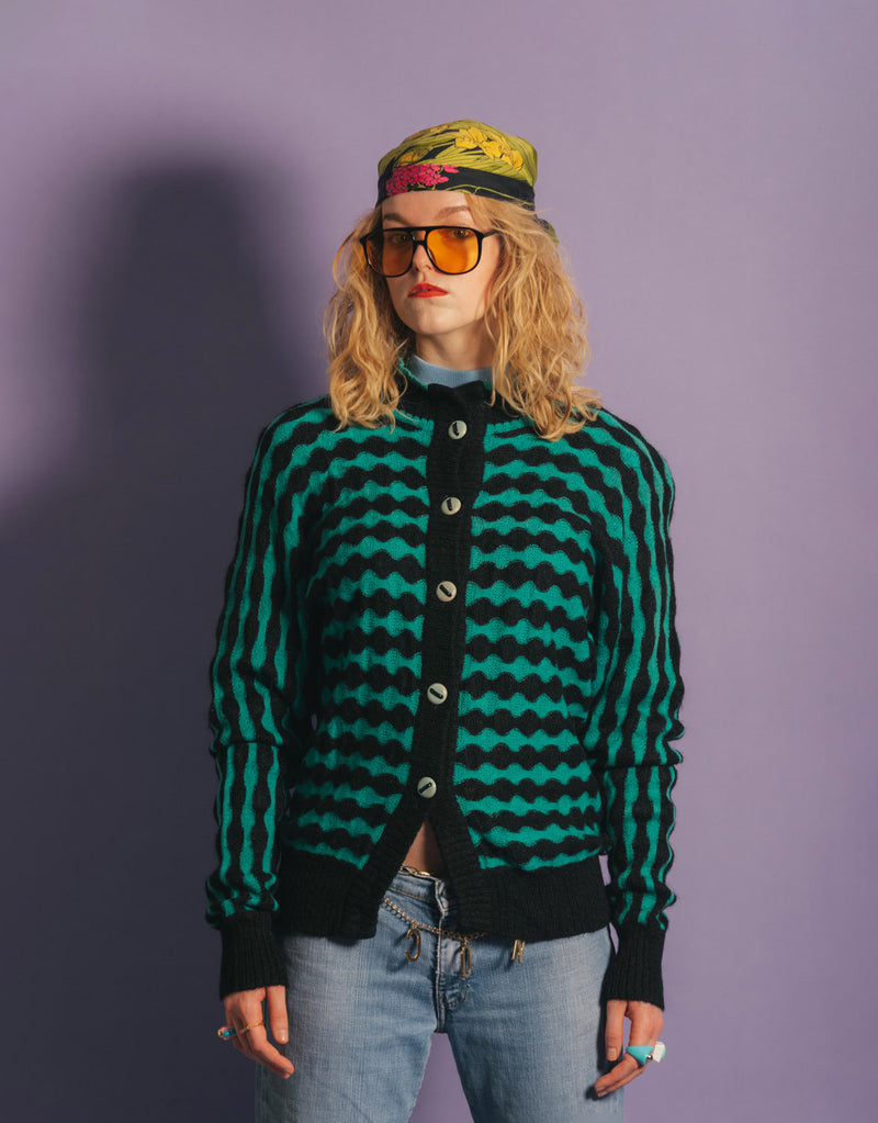 Vintage geometric knitted cardigan