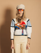 Vintage hand knitted head print sweater