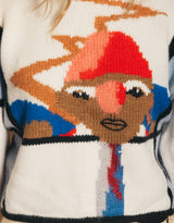 Vintage hand knitted head print sweater