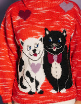 Vintage high neck cats print sweater